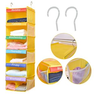 ximenger weekly closet organizers & storage hanging daily closet shelves with 6-shelf foldable oxford cloth weekday clothes organizer