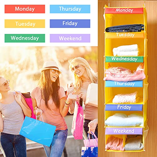 Ximenger Weekly Closet Organizers & Storage Hanging Daily Closet Shelves with 6-Shelf Foldable Oxford Cloth Weekday Clothes Organizer