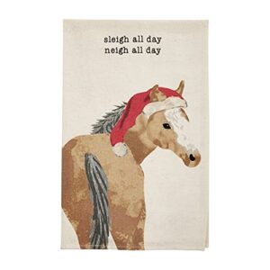 mud pie farm animal watercolor christmas towel, horse, 26" x 16.5"