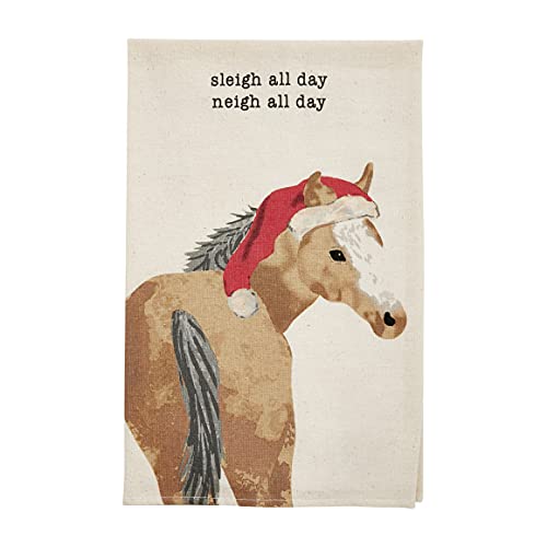 Mud Pie Farm Animal Watercolor Christmas Towel, Horse, 26" x 16.5"