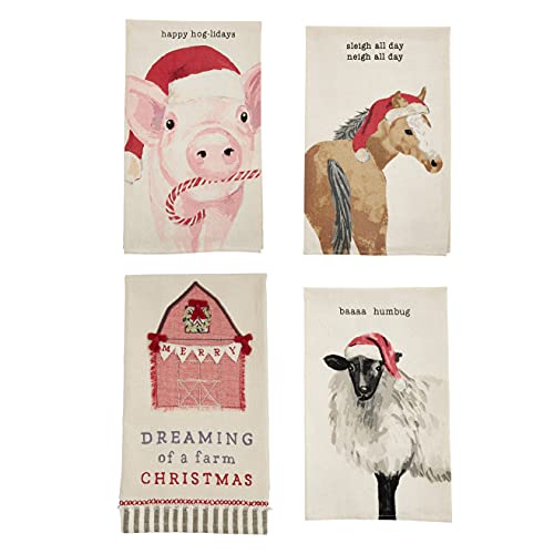 Mud Pie Farm Animal Watercolor Christmas Towel, Horse, 26" x 16.5"