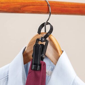 Swivel Clip Hanger, Made of Durable Plastic - Black, Set of 12