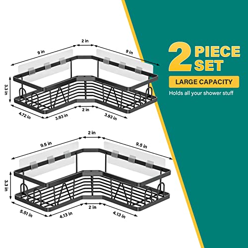 MBTTODF Corner Shower 2-Pack Shower Organizer Corner Shower Shelf with Sopa Dish Adhesive Stainless Steel Shower Rack for Bathroom Storage (Matte Black) (2-Pack)