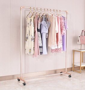 she's dazzled sd gold clothing rack, rolling clothes rack, boutique clothing rack, clothes rack heavy duty with wheels (rose gold)