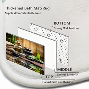 BUSOIYOU 4 Pcs Zen Stone Shower Curtain Sets with Rugs , Meditation Design Waterproof Fabric Bathroom Shower Curtain，with Non-Slip Rugs Toilet Lid Cover and Bath Mat Bathroom Set 72" x 72"