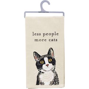 less people more cats dish towel