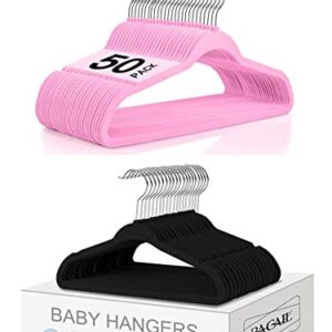 BAGAIL Pack of 100 Velvet Hangers(50 Pink & 50 Black)