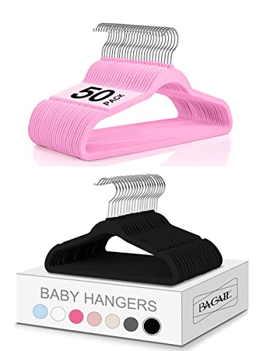 BAGAIL Pack of 100 Velvet Hangers(50 Pink & 50 Black)