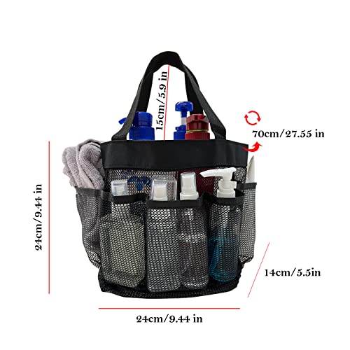 JOYISEN Mesh Shower Caddy with 8 Storage Pockets Hanging Shower Tote Bag for Home Gym Travel Dorm Bathroom Washing Bag Case with Handle