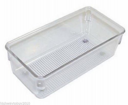 Interdesign Drawer Organizer Clear Linus 3" X 6" X 2" Clear Plastic With Ribbed Bottom