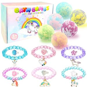 bath bombs for kids with surprise inside 6 large organic bubble kids bath bomb with bracelets and rings toys safe and natural bathbombs easter gifts for 4 5 6 7 8 9 years old girls birthday christmas
