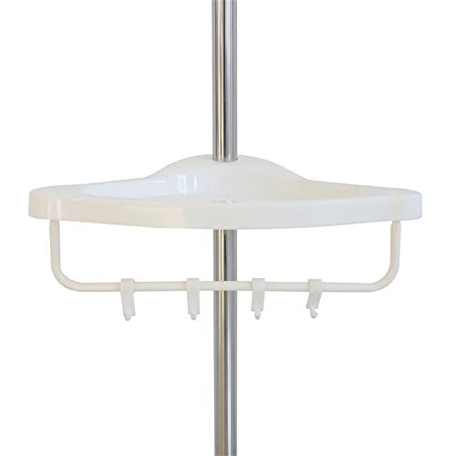 Shower Corner Caddy Organizer for Bathroom, Adjustable Tension Pole Shower Shelf 4 Tier Stand Up Shower Caddy Shelf for Bathroom Kitchen Lavatory, 43 to 122inch Height, Gdrsauya10