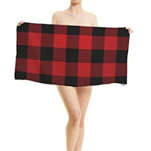 oFloral Black and Red Buffalo Check Plaid Hand Towels Cotton Washcloths,Classic Lumberjack Plaid Checker Pattern Soft Towels for Bath/Yoga/Golf/Hair/Face Towel for Men/Women/Girl/Boys 15X30 Inch