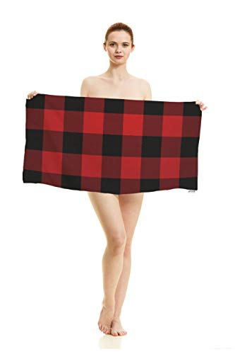 oFloral Black and Red Buffalo Check Plaid Hand Towels Cotton Washcloths,Classic Lumberjack Plaid Checker Pattern Soft Towels for Bath/Yoga/Golf/Hair/Face Towel for Men/Women/Girl/Boys 15X30 Inch