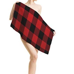 oFloral Black and Red Buffalo Check Plaid Hand Towels Cotton Washcloths,Classic Lumberjack Plaid Checker Pattern Soft Towels for Bath/Yoga/Golf/Hair/Face Towel for Men/Women/Girl/Boys 15X30 Inch