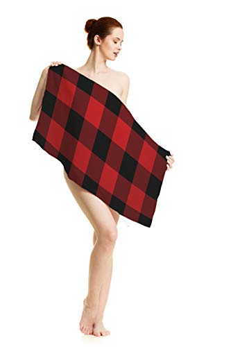 oFloral Black and Red Buffalo Check Plaid Hand Towels Cotton Washcloths,Classic Lumberjack Plaid Checker Pattern Soft Towels for Bath/Yoga/Golf/Hair/Face Towel for Men/Women/Girl/Boys 15X30 Inch
