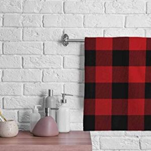 oFloral Black and Red Buffalo Check Plaid Hand Towels Cotton Washcloths,Classic Lumberjack Plaid Checker Pattern Soft Towels for Bath/Yoga/Golf/Hair/Face Towel for Men/Women/Girl/Boys 15X30 Inch