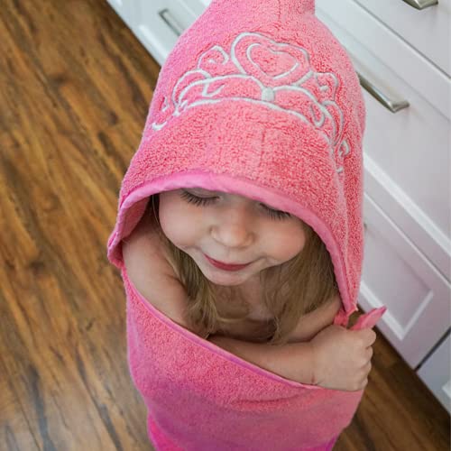 Princess Baby Bath Towel [Pink] Hooded Toddler Towels for Girls Up to 12 Years - Oversized Baby Towel with Super Absorbent 100% Cotton - Soft and Cozy Beach Towel