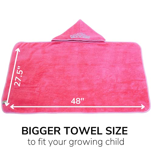 Princess Baby Bath Towel [Pink] Hooded Toddler Towels for Girls Up to 12 Years - Oversized Baby Towel with Super Absorbent 100% Cotton - Soft and Cozy Beach Towel