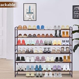 AOODA 3-Tier Long Shoe Rack for Closet Stackable Wide Shoe Shelf, 4 Tier Long Metal Shoe Organizer for Closet, 2 Item Bundle