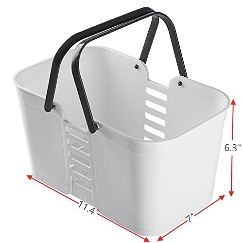 YGpretty Plastic Storage Basket with Handles, Shower Caddy Tote Portable Organizer Bins for Bathroom, Dorm, Kitchen, Bedroom,Outdoors (White, 1Pack)