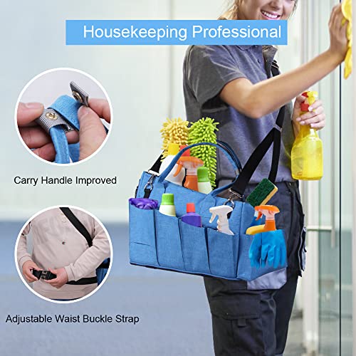 SiviLuming Extra-Large Wearable Cleaning Caddy Organizer with Handle,Cleaning Supplies Organizer with Adjustable Shoulder,Cleaning Caddy with Detachable Divider and Waist Straps,for Housekeepers