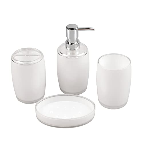 4pcs Heavy Weight Bathroom Accessories, Vanity Countertop Bathroom Accessory Set, Toothbrush Holder, Tumbler, Soap Dish, and Lotion Pump