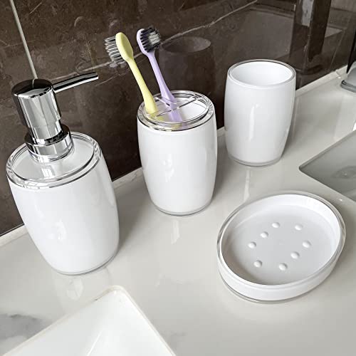 4pcs Heavy Weight Bathroom Accessories, Vanity Countertop Bathroom Accessory Set, Toothbrush Holder, Tumbler, Soap Dish, and Lotion Pump