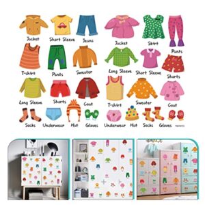 STOBOK Kids Room Decor 1 Set Clothing Sort Stickers Removable Clothes Classification Label Wardrobe Drawer Organizing Label Removable Dresser Clothing Decals Stickers for Kids Adults White Drawer