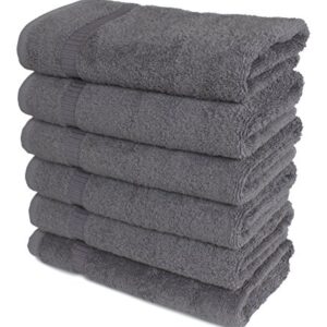 SALBAKOS Genuine Premium Organic Turkish Cotton Hotel and Spa Hand Towels, 700 GSM, 16”x30”, Gray (Hand Towels - Qty 6, Gray)