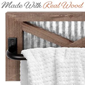 Autumn Alley Farmhouse Rustic Towel Rack Holder - Wood Towel Rack - Farmhouse Towel Holder for Rustic Bathroom and Farmhouse Kitchen Style Décor - 24" Wall Mounted, Rustic Brown