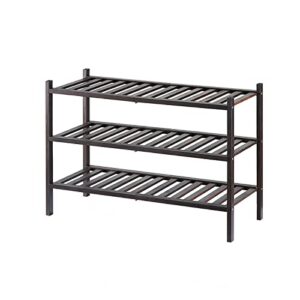 fungtn 2/3 tier bamboo shoe rack, stand shelf shelving hallway easy build shelves, large storage capacity wooden shoe stand and organiser, perfect for hallway, bedroom, small spaces,b-three~layers