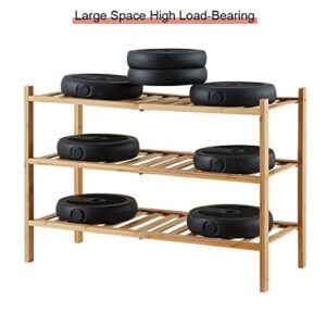 FUNGTN 2/3 Tier Bamboo Shoe Rack, Stand Shelf Shelving Hallway Easy Build Shelves, Large Storage Capacity Wooden Shoe Stand and Organiser, Perfect for Hallway, Bedroom, Small Spaces,B-Three~Layers