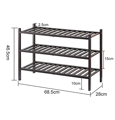 FUNGTN 2/3 Tier Bamboo Shoe Rack, Stand Shelf Shelving Hallway Easy Build Shelves, Large Storage Capacity Wooden Shoe Stand and Organiser, Perfect for Hallway, Bedroom, Small Spaces,B-Three~Layers