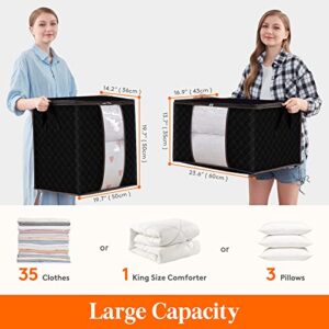 Lifewit 3 Pack 90L Large Capacity Clothes Storage Bag, Bundle with 4 Pack90L Clothes Storage Bag, Black