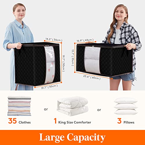 Lifewit 3 Pack 90L Large Capacity Clothes Storage Bag, Bundle with 4 Pack90L Clothes Storage Bag, Black