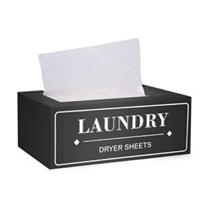 dryer sheet holder dispenser container, space saving laundry room organization and storage, farmhouse laundry dryer sheets holder for laundry room decor, fabric softener dispenser laundry containers for organizing, black
