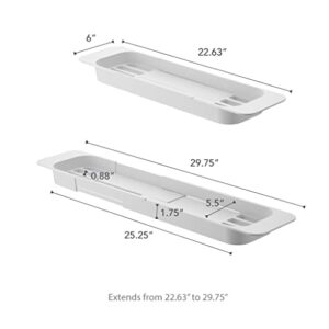 Yamazaki Home Tower Expandable Bathtub Caddy – Bathroom Tray Table Holder., White