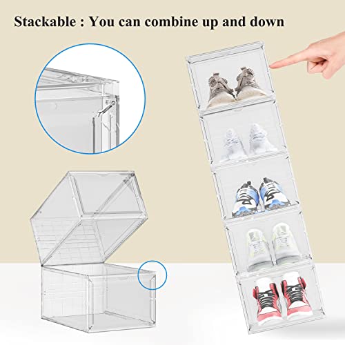 REETEC Shoe Box, 3 Pack Shoe Organizer for Closet,Shoe Rack for Closet,Shoe Display Case, Shoe Storage,Shoe Boxes Clear Plastic Stackable(Transparent)