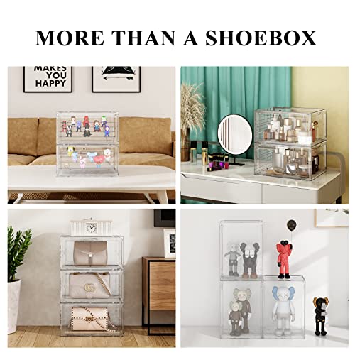 REETEC Shoe Box, 3 Pack Shoe Organizer for Closet,Shoe Rack for Closet,Shoe Display Case, Shoe Storage,Shoe Boxes Clear Plastic Stackable(Transparent)