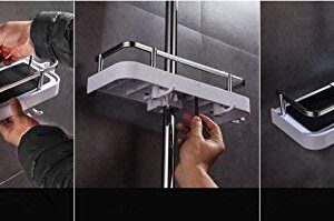 YunNasi Tension Rod Corner Shower Caddy Pole Shower Rack Shower Shelf Baskets for Shampoo Conditioner Soap