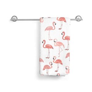pink flamingos hand face towels microfiber towels soft bath towel absorbent hand towels multipurpose for bathroom hotel gym and spa set towel(27.5×15.7in)