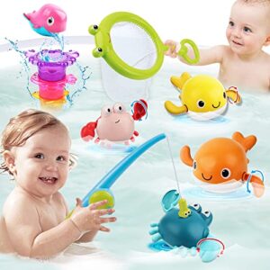 Dwi Dowellin Bath Toy for Toddlers ,Bathtub Toy with Floating Mold Free Swimming Toys and Stacking Cups,Magnetic Fishing Game for Toddles and Babies