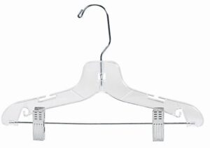 only hangers 12" childrens plastic suit hanger w/clips [ bundle of 50 ]