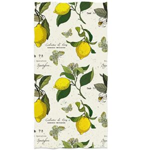 gbrand lemon branches face towel microfiber print soft guest home decoration yellow lemon fruit hand towels multipurpose for bathroom, hotel, gym, swimming and spa (13.7 x 29.5 inch)