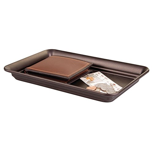 iDesign Decorative Countertop Vanity Tray Organizer for Bathroom, Bedroom, Closet, Entryway, Set of 2, 9.7" x 6.3" x 1", Bronze