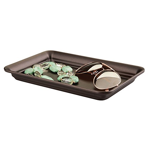 iDesign Decorative Countertop Vanity Tray Organizer for Bathroom, Bedroom, Closet, Entryway, Set of 2, 9.7" x 6.3" x 1", Bronze