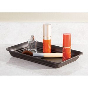 iDesign Decorative Countertop Vanity Tray Organizer for Bathroom, Bedroom, Closet, Entryway, Set of 2, 9.7" x 6.3" x 1", Bronze