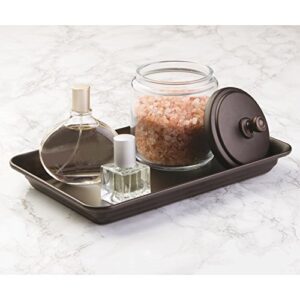 iDesign Decorative Countertop Vanity Tray Organizer for Bathroom, Bedroom, Closet, Entryway, Set of 2, 9.7" x 6.3" x 1", Bronze