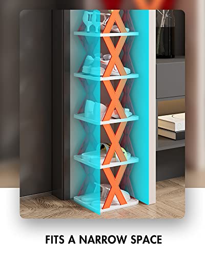 OLYGIFTS-Small Shoe Rack-Narrow Easy to Assemble Vertical Shoe Rack-Sturdy